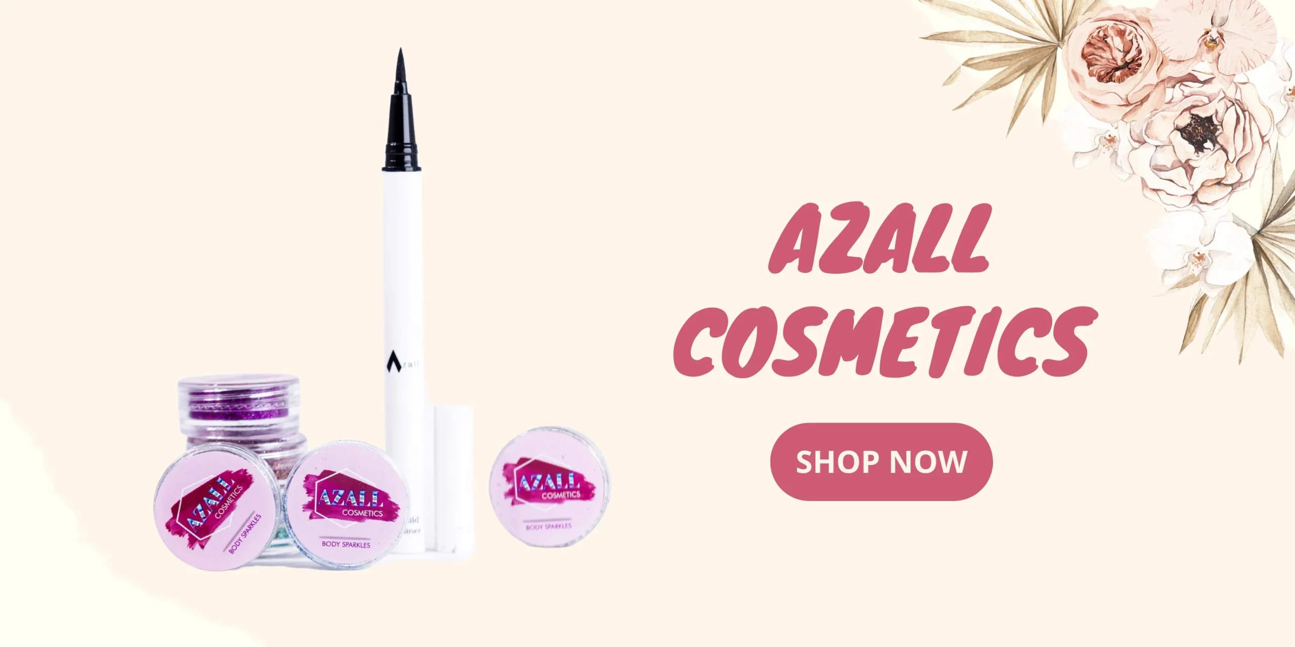Cream Minimalist Rose Cosmetics Promotion Banner (1)